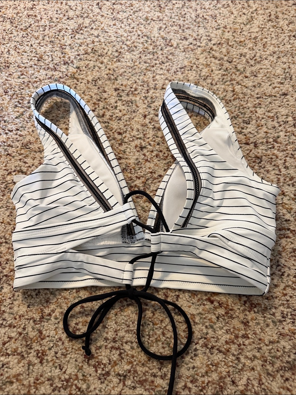 CALIA Striped Bikini Swim Top- White/Black NWOT - Picture 2 of 3